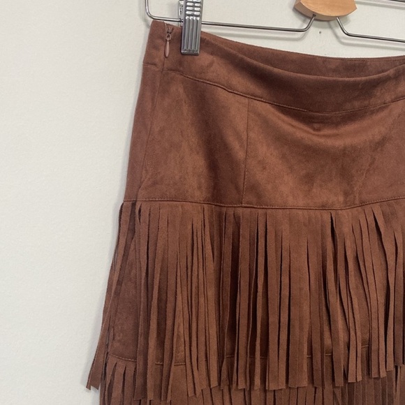 Sincerely Jules Brown Fringed Mini Skirt - Picture 3 of 5